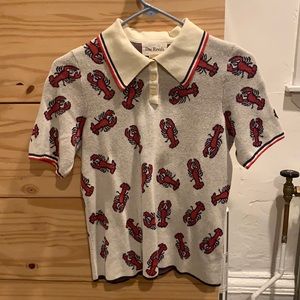 J. Crew x The Reeds Lobster Polo Knit Tee, size medium
